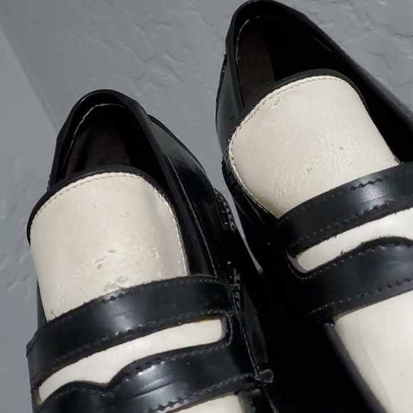 VINTAGE TATTOO ROBERT WAYNE CHUNKY PENNY LOAFERS BLACK WHITE SIZE 8 M main image 4